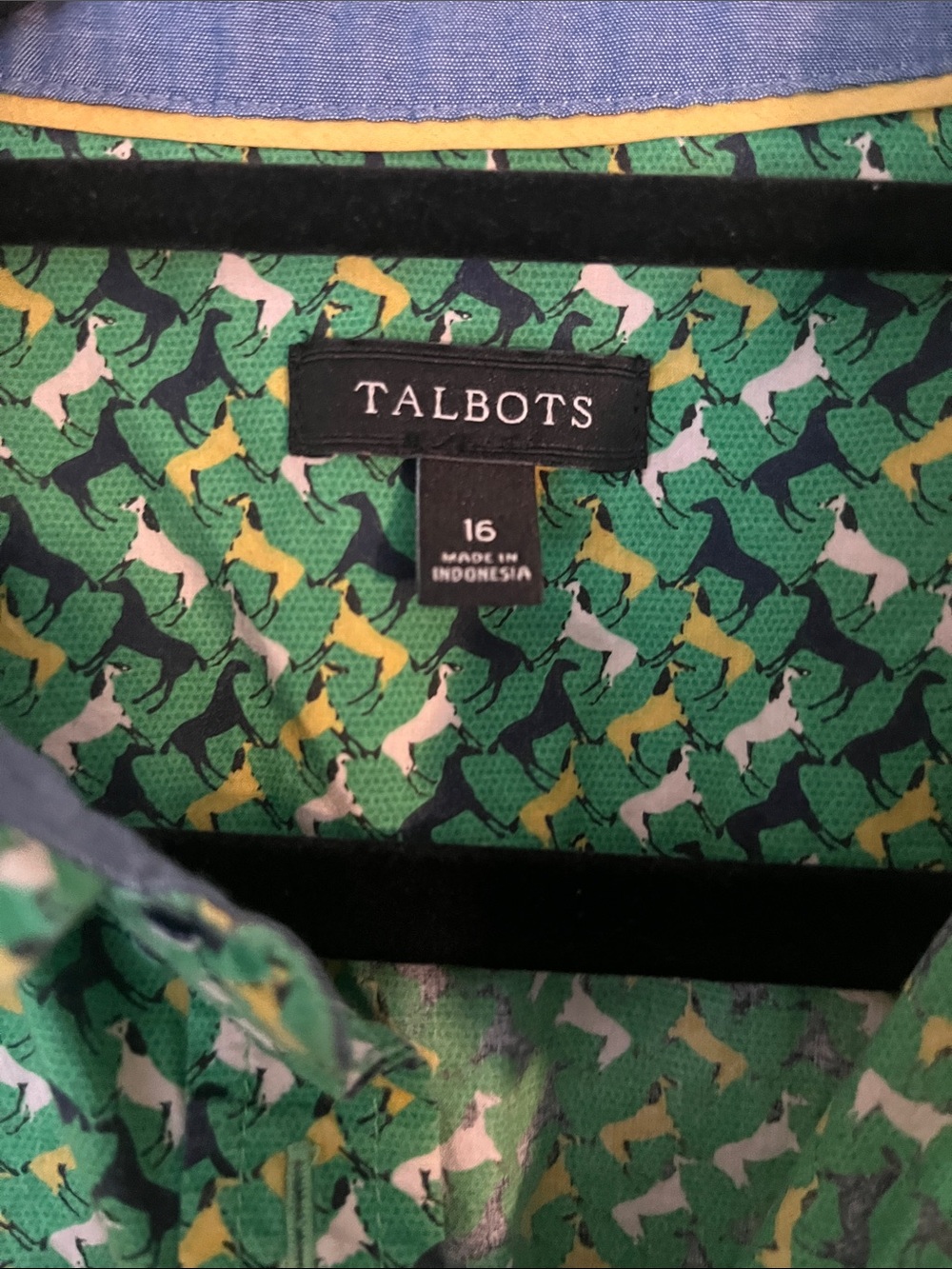 Talbots Green Geometric Print Button-Down Shirt - Picture 2 of 7